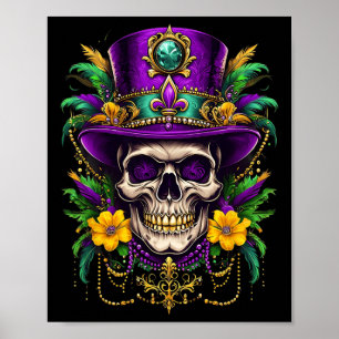 Póster Mardi Gras Disstume Sugar Skull Carnaval Fiestas H