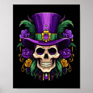 Póster Mardi Gras Disstume Sugar Skull Carnaval Fiestas H