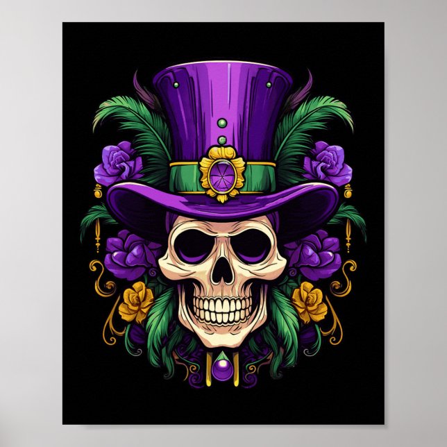 Póster Mardi Gras Disstume Sugar Skull Carnaval Fiestas H (Frente)