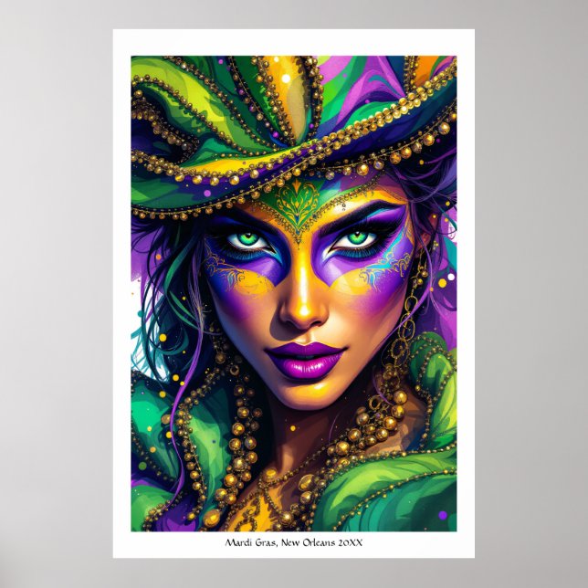 Póster Mardi Gras Dramático Poster Añadir tu texto Multi  (Frente)