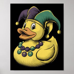 Póster Mardi Gras Duck Rubber Ducky Costume Louisiana Lai