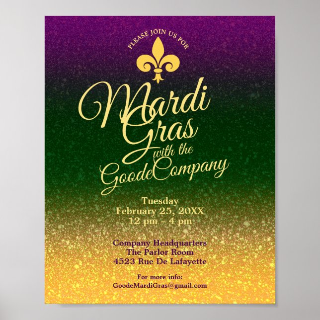 Póster Mardi Gras Fat Tuesday | Office Breakroom Building (Frente)