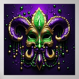 Póster Mardi Gras Fleur De Lis Design 2024