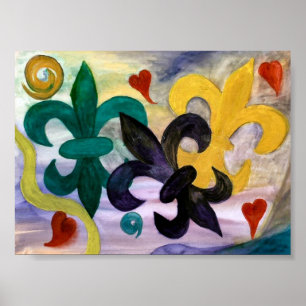 Póster Mardi Gras Fleur de lis print