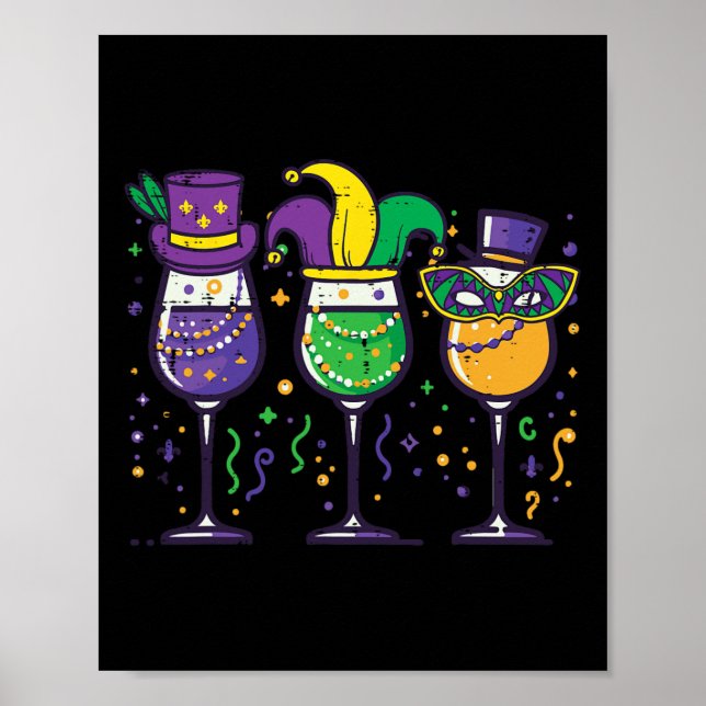 Póster Mardi Gras Gl Funny Fat Martes Fiesta de Carnaval  (Frente)