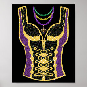 Póster Mardi Gras Graciosa Cosas De Máscara De Vestido Pa