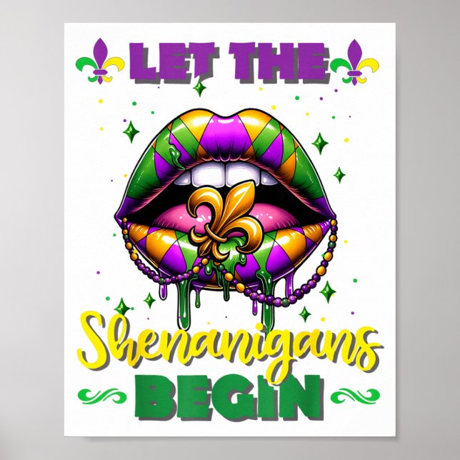 Póster Mardi Gras Let The Shenanigans Begin Lips Kids Men (Frente)