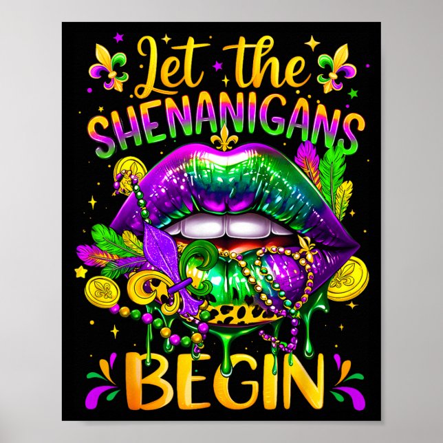 Póster Mardi Gras Let The Shenanigans Begin Lips New Orle (Frente)