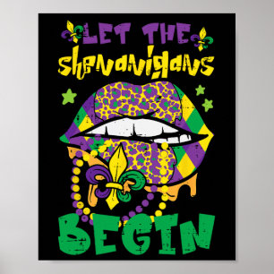 Póster Mardi Gras Lips Dejan Que Shenanigans Comience A M