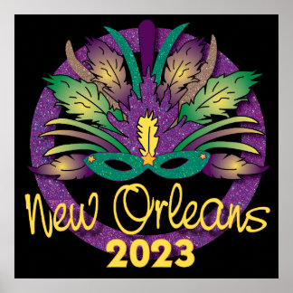 Póster Mardi Gras Mask Poster - 2023 - Nueva Orleans