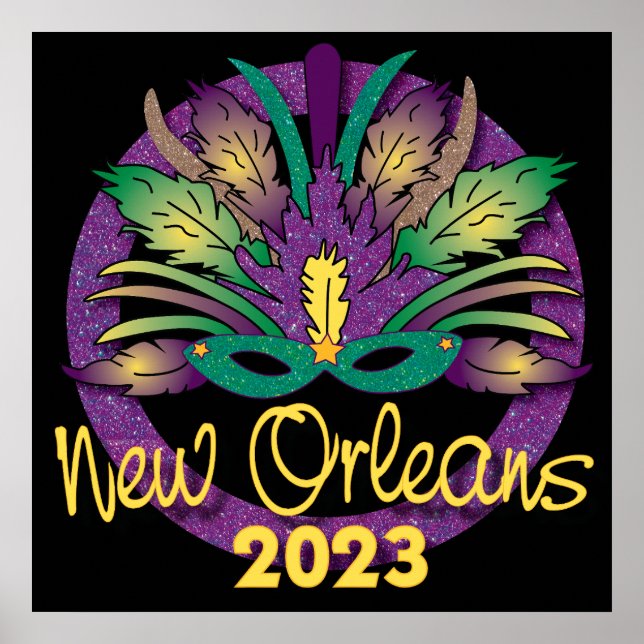 Póster Mardi Gras Mask Poster - 2023 - Nueva Orleans (Frente)