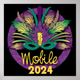 Póster Mardi Gras Mask Poster - 2024 - Móvil