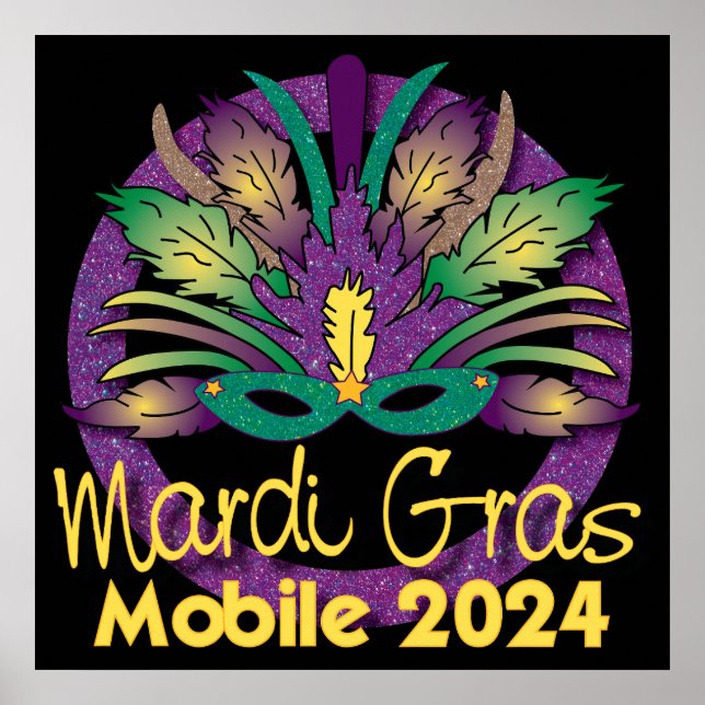 Póster Mardi Gras Mask Poster - 2024 - Móvil (Frente)