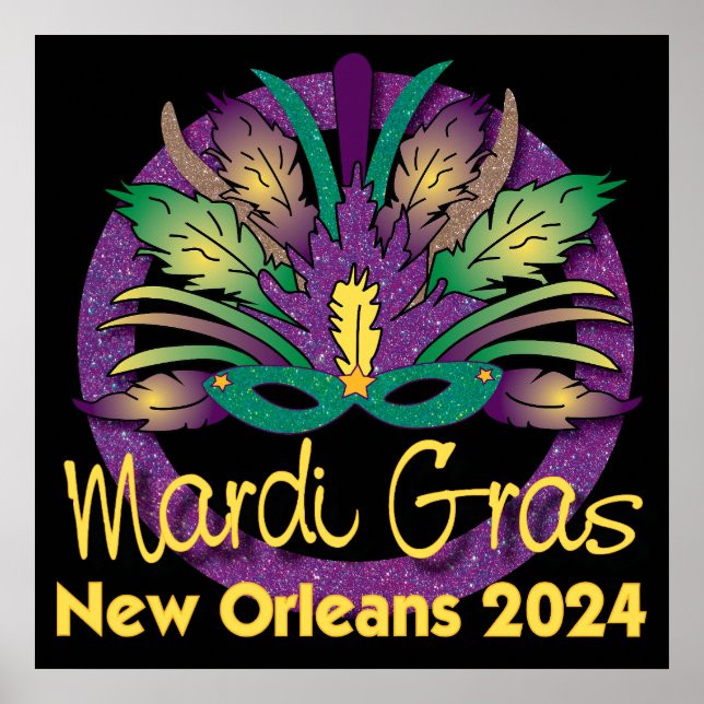 Póster Mardi Gras Mask Poster - 2024 - Nueva Orleans (Frente)
