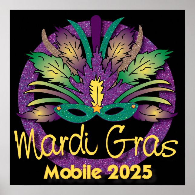 Póster Mardi Gras Mask Poster - 2025 - Móvil (Frente)