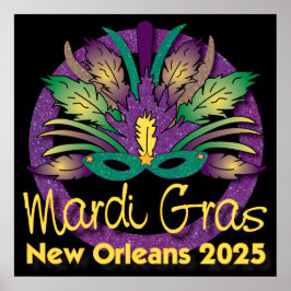 Póster Mardi Gras Mask Poster - 2025 - Nueva Orleans