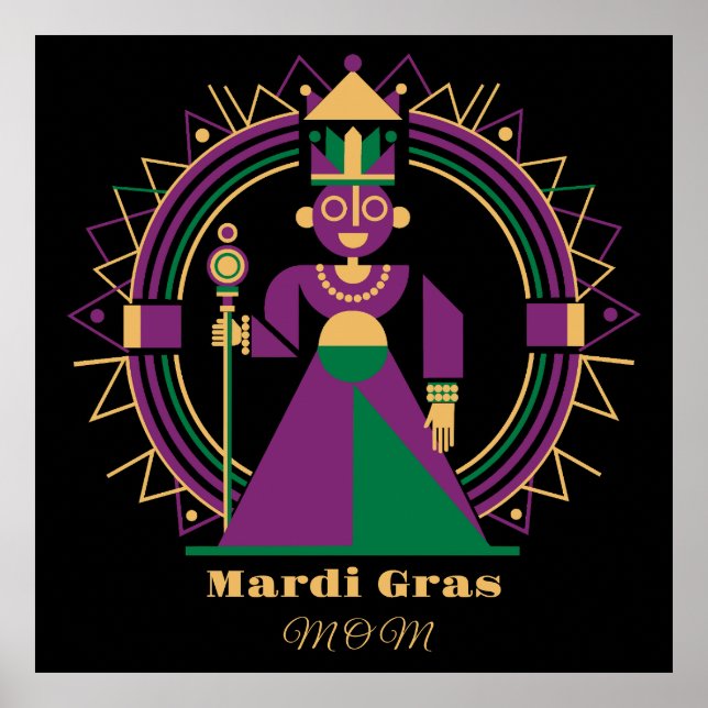 Póster Mardi Gras Mom 2026 Queen (Frente)