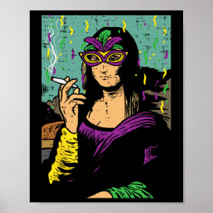 Póster Mardi Gras Mona Lisa Regalo de forraje de hierba h