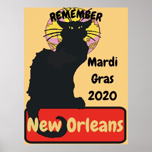 Póster Mardi Gras, Nueva Orleans, Chat Noir, (Frente)