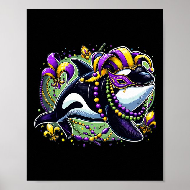 Póster Mardi Gras Orca Whale (Frente)