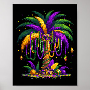 Póster Mardi Gras Palm Tree Hawái Hombres Fiestas Tropica