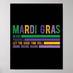 Póster Mardi Gras Paradase Carnaval Grasa Martes Luisiana