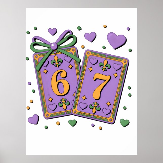 Póster Mardi Gras Playing Cards Six Seven Deck Trucker Ha (Frente)