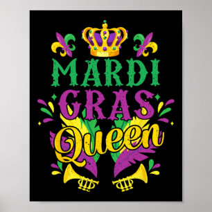 Póster Mardi Gras Reina Desfile de disfraces Fiesta Mujer