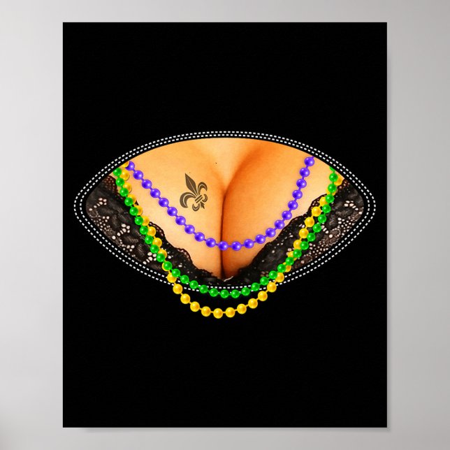 Póster Mardi Gras S And Beads Fat Tuesday Carnival Festiv (Frente)