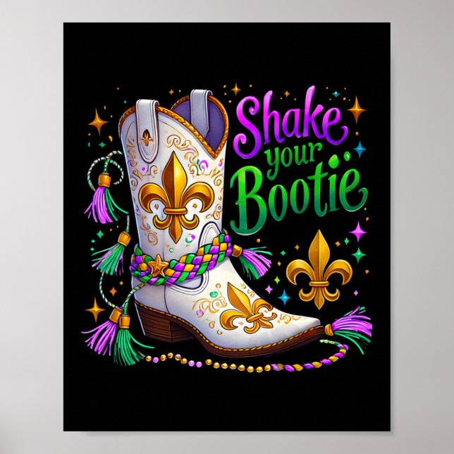 Póster Mardi Gras sacude tu Bootie Boot Carnival Pa (Frente)