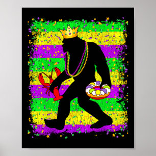 Póster Márdi Gras Sasquatch Hombres Divertidos Niños Carn