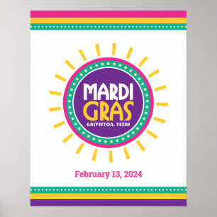Póster Mardi Gras Sun, Galveston, Texas