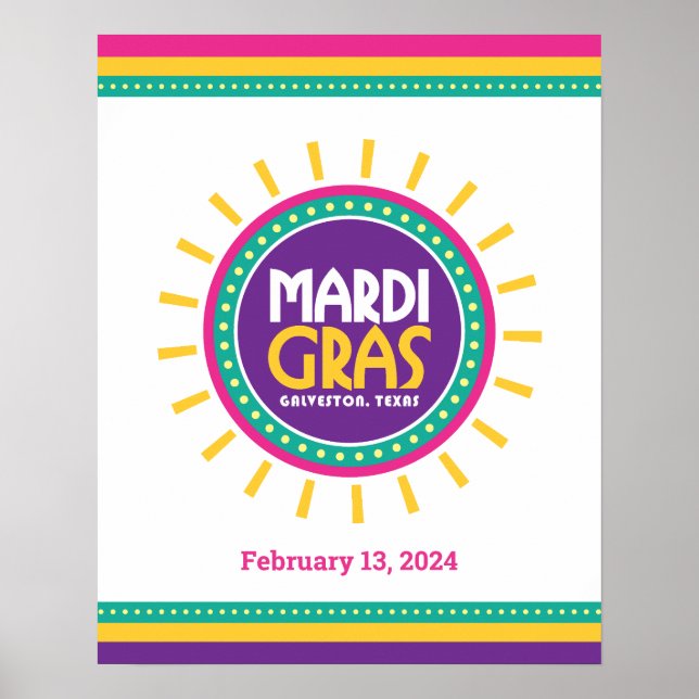 Póster Mardi Gras Sun, Galveston, Texas (Frente)