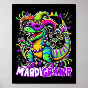 Póster Mardi Gras T Rex Dinosaur Mardi Grawr Costume de a