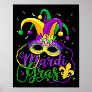 Póster Mardi Gras Tee Para Mujeres Niños Masajes Masajes