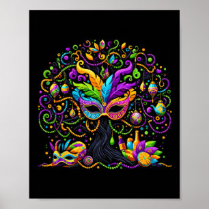 Póster Mardi Gras Tree Beads New Orleans 2025 Festival Be