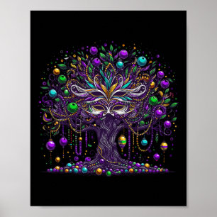 Póster Mardi Gras Tree Beads New Orleans 2025 Festival Be