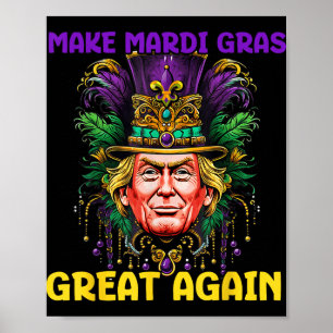 Póster Mardi Gras Trump 2025 Divertido hace grande al Mar