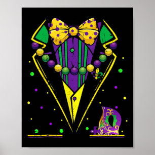 Póster Mardi Gras Tuxedo Vest Fiesta desfile de carnaval