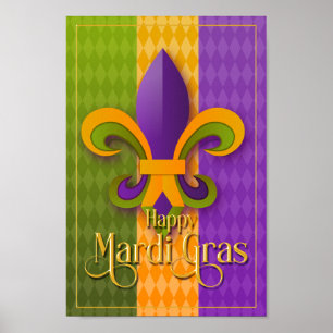 Póster Mardi Gras Wall Art, Mardi Gras Fleur de Lis