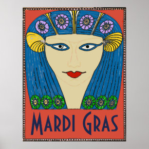 Póster Mardi Gras Woman Face