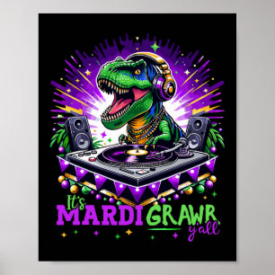 Póster Mardi Grawr Trex Dino Dj Costume Niños Pequeños