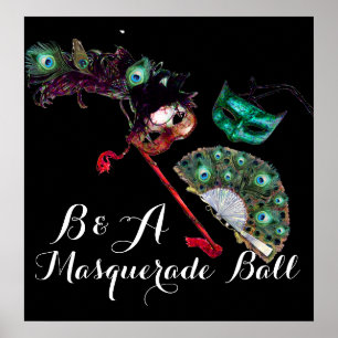 PÓSTER MARDI VENECIANO GRAS MÁSCARA MASQUERADE BALL MONOG