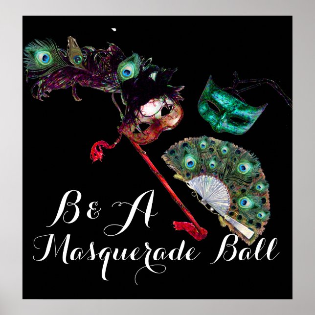 PÓSTER MARDI VENECIANO GRAS MÁSCARA MASQUERADE BALL MONOG (Frente)