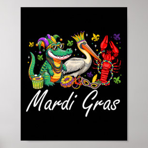 Póster Mardigator Mardi Gras Alligator Hombres Mujeres Ma