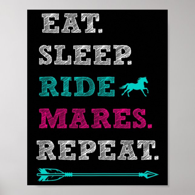 Póster Mare Horse Horseback Riding - Comer Sleep Mares Re (Frente)