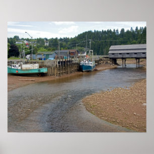 Póster Marea baja en la Bahía de Fundy en St. Martins, Nu