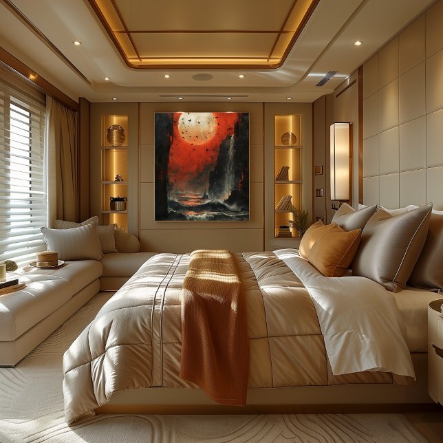 Póster Marea de Luna Sangrienta Paisaje Marino Surrealisa (Subido por el creador)