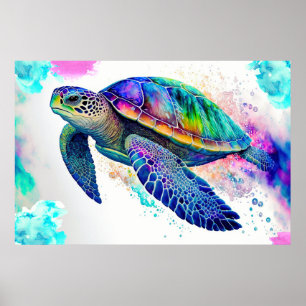 Póster Marea Turtle Ocean Marine Life Beach Animales de l