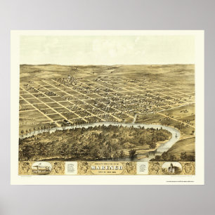 Póster Marengo, mapa panorámico de IA - 1868